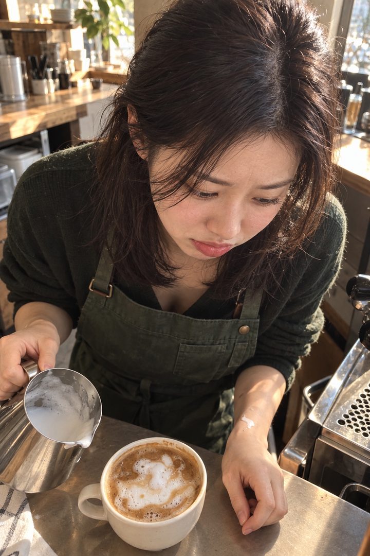 라떼 아트 망쳐서 시무룩